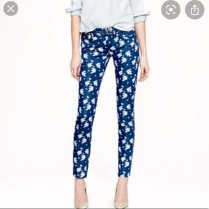 J. Crew indigo floral cropped matchstick jeans 26